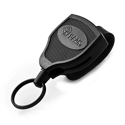 Abbildung von KEY BAK SUPER48 HD 0S48 1134 Schlüsselanhänger, einziehbar, robust, 122 cm, Edelstahlkabel, robustes Polycarbonat Gehäuse, Leder Gürtelschlaufe, übergroßer Spaltring, Schwarz, Schwarz