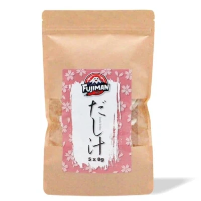 Abbildung von FUJIMAN Dashi Brühe Beutel, küchenfertig Paket aus Shiitake &amp; Kombu japanische Würzbrühe vegan, glutenfrei, laktosefrei, ohne Geschmacksverstärker (8 x 5 g)