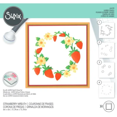 Abbildung von Sizzix 666528 Schablonen, mehrlagig, Erdbeerkranz, Acryl, White, One Size