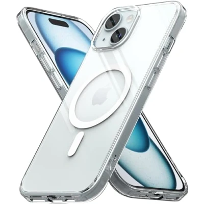 Abbildung von Ringke Fusion Magnetic Case Kompatibel mit iPhone 15 Plus Hülle MagSafe, Stoßfest Durchsichtige Rückseite Starke Magnet Magnetische Handyhülle Clear