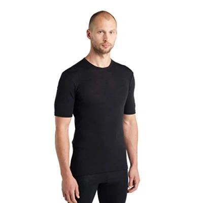 Abbildung von Icebreaker Herren Everyday Kurzärmeliges Crewe T Shirt Funktionsshirt 100% Merinowolle Base Layer Black, S