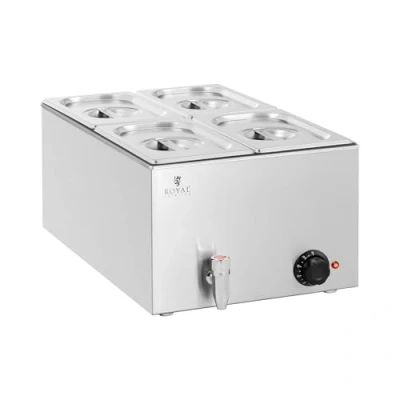 Abbildung von Royal Catering Speisenwärmer Bain Marie Ablasshahn 600 W 4x GN 1/4 Warmhaltebehälter