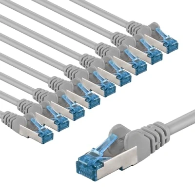 Abbildung von goobay 66024 CAT 6a Netzwerkkabel im 10er Set/Patchkabel geschirmt S/FTP/CU Ethernet Kabel, PiMF, LSZH/Cat Kabel mit 10Gbits / Grau 10x 2m