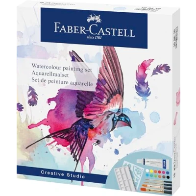 Abbildung von Faber Castell Watercolour Painting Set: Paint/Brushes/Palette/Stencil (18pcs) (FC 169618)