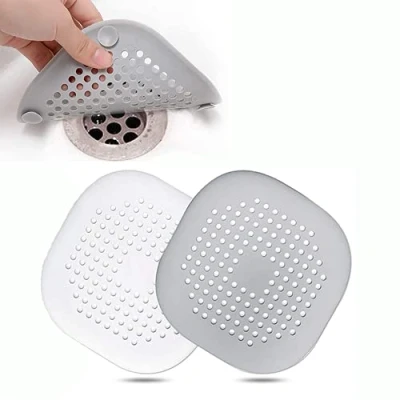 Abbildung von 2 Stück Abflusssieb Silikon, Dusche Haarfänger Badewanne Abflussabdeckung, für Badezimmer und Küche (1 Grau 1 Weiß)