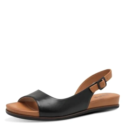 Abbildung von Jana Damen Sandalen flach mit verstellbarem Riemen Vegan, Schwarz (Black), 36 EU