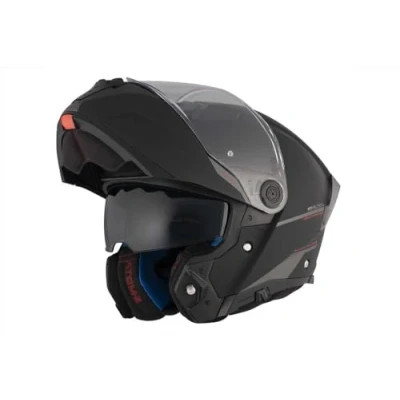 Abbildung von MT Helmets Systemhelm Atom Matt schwarz Größe M Helder Vizier Klapphelme Ratsche Kunststoff geeignet für Mofa, Moped, Motorrad, Roller