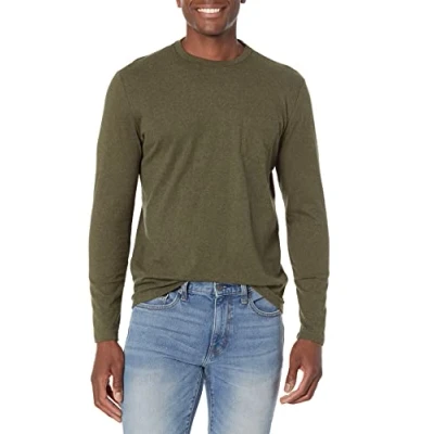 Abbildung von Amazon Essentials Herren Langärmeliges T Shirt, Schmale Passform, Olivenheide, L