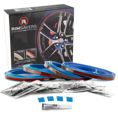 Abbildung von Rimblades LIGHT NEU 2023 universal FELGENSCHUTZ &amp; STYLING Felgenschutzring Alu Felgen Ringe Felgenrandaufkleber Felgenstyling Rim Protector Guard Ringz (Blau)