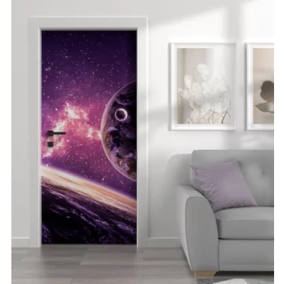 Abbildung von MyMaxxi Tür bekleben mit Türtapete Selbstklebend 90x200 Weltraum lila verschönern Türfolie Türaufkleber XXL Aufkleber Folie Türposter Türklebefolie All Universum Kosmos rosa