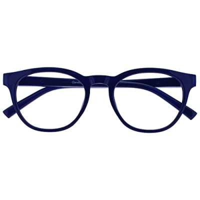 Abbildung von OPULIZE Blu Brille Blaulichtfilter Cool Rund Rahmen Federscharniere Verbessern Den Schlaf Computerbrille Gaming Entspiegelt Blau Herren Damen B5 3 +0.00