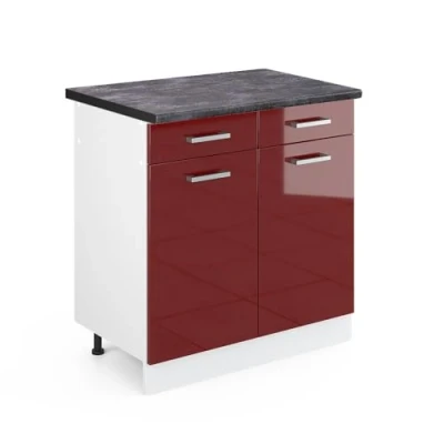 Abbildung von Vicco Küchenunterschrank R Line, Bordeaux Hochglanz/Weiß, 80 cm, AP Anthrazit