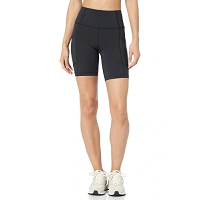 Abbildung von Amazon Essentials Damen 18 cm Active Sculpt Radlerhose mit hohem Bund und Taschen, Schwarz, M
