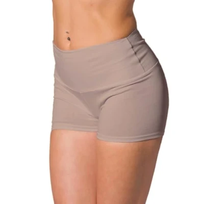 Abbildung von Alkato Damen Sport Shorts mit Hohem Bund Hotpants Radlerhose, Farbe: Beige Latte, Größe: 36