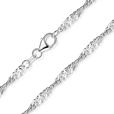 Abbildung von Materia Silberkette Damen Singapurkette glänzend K95, 925 Sterling Silber