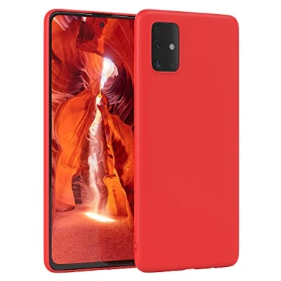 Abbildung von EAZY Case Silikonhülle für Samsung Galaxy A51 Hülle Silikon Rot weich stoßfeste Handyhülle Schutzhülle mit Kameraschutz Dünn Premium Schutz Cover TPU Phone Bumper in