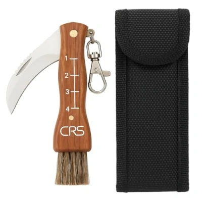 Abbildung von Khroom Taschenmesser Pilzmesser mit Bürste zum aufklappen, Schwammerlmesser Klappmesser, (Mit / Ohne Tasche, aufklappen), polizeigeprüft