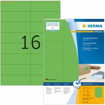 Abbildung von HERMA Etiketten grün 105x37mm Special A4 VE=1600 Stück
