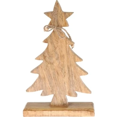 Abbildung von ZauberDeko Weihnachtsbaum Tannenbaum auf Fuß Tischdeko Braun Holz Weihnachten Deko 31cm