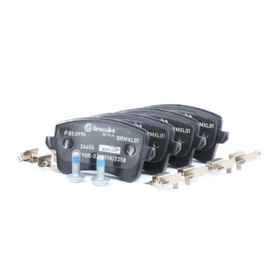 Abbildung von BREMBO P 85 099X Bremsbelagsatz exkl. Verschleißwarnkontakt mit Bremssattelschrauben Zubehör AUDI: A5 B8 Cabrio, A4 Avant, Sportback