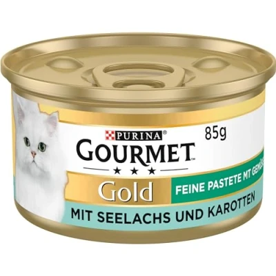 Abbildung von GOURMET PURINA Gold Feine Pastete mit Gemüse Katzenfutter nass, Seelachs und Karotten, 12er Pack (12 x 85g)