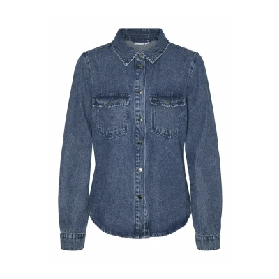 Abbildung von Vero Moda Vmjennie Hemdbluse, Damen, Größe: XS, Medium blue denim
