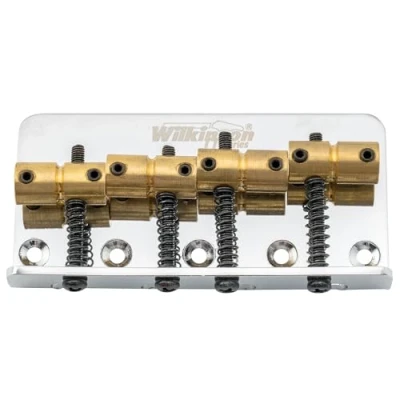 Abbildung von Wilkinson WOB41 57mm Bass Steg Bridge Messing Saitenreiter für 4 Saiter Precision/Jazz E Bass, Chrom
