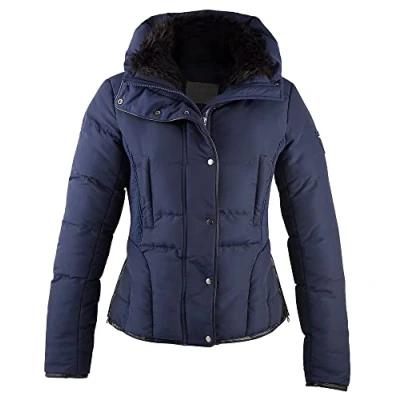 Abbildung von PFIFF 102073 Steppjacke Mollymook, wattierte Jacke, Seitenschlitze mit Reißverschluss, Stehkragen, Zwei Wege Reißverschluss Druckknopfleiste, Damenjacke, Reitjacke, Blau, Damen 42