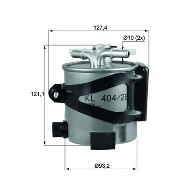 Abbildung von MAHLE ORIGINAL KLH 44/25 Kraftstofffilter Leitungsfilter 10 mit Halter RENAULT: SCENIC 2, 3, MEGANE 3 Grandtour