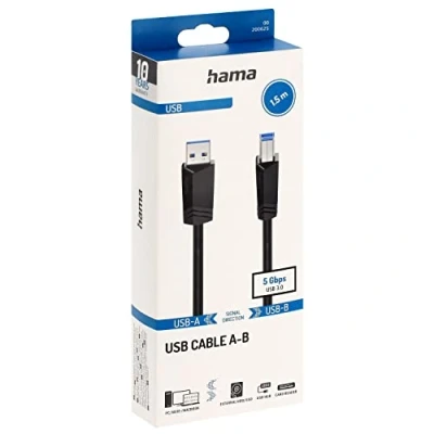 Abbildung von Hama USB Kabel 3.2 Gen1 (USB 3.0 / 3.1 Gen1) A Stecker, B Stecker 1.50m Schwarz 0020