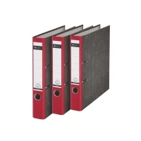 Abbildung von Leitz Qualitäts Ordner, das Original, CO2 kompensiert, DIN A4 Aktenordner schmal, 5 cm breit, Wolkenmarmor Papier, Recycling Blauer Engel, Mit 180 Mechanik, Höchste Stabilität, Rot, 10505025