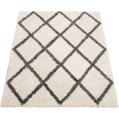 Abbildung von Paco Home Hochflor Teppich &quot;Arezzo 681&quot;, rechteckig, modernes Rauten Design, sehr weicher Flor