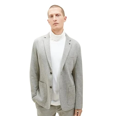 Abbildung von TOM TAILOR Herren 1037796 Jersey Piqué Sakko mit Stretch, 12035 Grey Heather Melange, 50