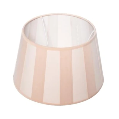 Abbildung von Brillibrum Design Lampenschirm gestreift Tischlampenschirm mit Streifenmuster für E14 Lampenfassung E27 Streifen Tischleuchte oval rund Stoff (Rund: 20x15x12cm, Beige Creme)