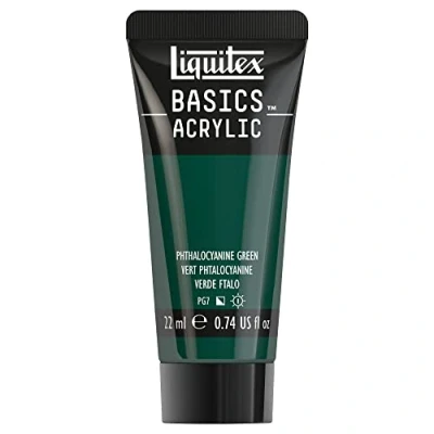 Abbildung von Liquitex 8870474​ Basics Acrylfarbe Phthalozyaningrün​, 22ml Tube, lichtecht, wasserfest, zum Malen und Dekorieren von Holz, Metall, Keramik, Kunststoff, Leinwand