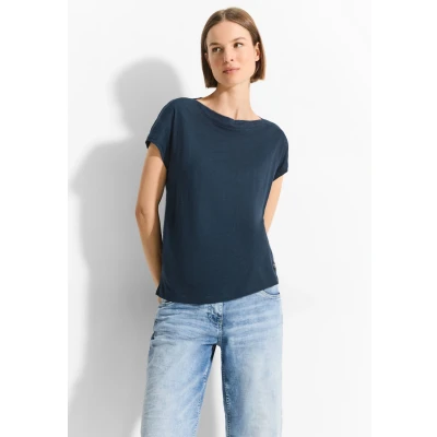 Abbildung von Cecil Struktur Tshirt basic, Damen, Größe: Large, Blau