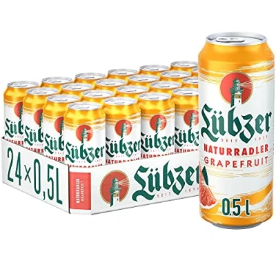 Abbildung von Lübzer Naturradler Grapefruit, Radler Dose (24 x 0,5 L), Dosenbier Biermischgetränk Alster Bier
