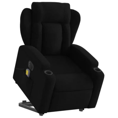 Abbildung von vidaXL Massagesessel, Sessel mit Aufstehhilfe Elektrisch, Relaxsessel Liegefunktion Vibrationsfunktion, Fernsehsessel Liegesessel Aufstehsessel, Schwarz Stoff