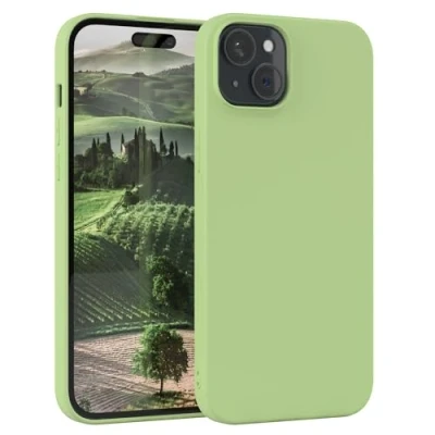 Abbildung von EAZY Case Silikonhülle für iPhone 15 Plus Hülle Silikon Grün weich stoßfeste Handyhülle Schutzhülle mit Kameraschutz Dünn Premium Schutz Cover TPU Phone Bumper in Pastellgrün