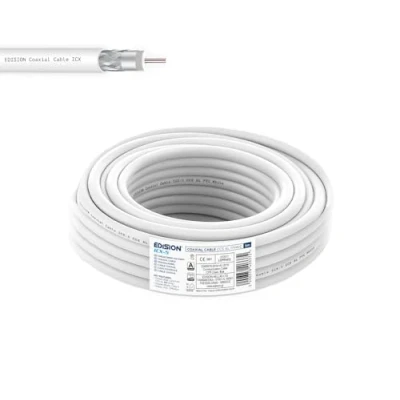Abbildung von EDISION ICX 5 Koaxialkabel 5m, Antennenkabel 130dB Indoor PVC Weiß, Stahl/Kupfer Innenleiter CCS, SAT Kabel, geeignet für DVB S2, T/T2, C, BK Anlagen, CCTV, Ring 5m