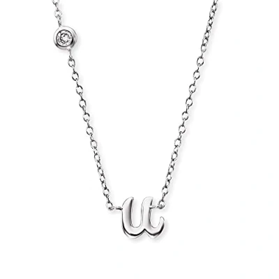 Abbildung von Engelsrufer Halskette aus Sterling Silber mit Anhänger Buchstabe U besetzt einem Zirkonia Stein in zwei Längen verstellbar Länge: 44cm