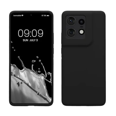 Abbildung von kwmobile Hülle kompatibel mit Motorola Edge 50 Pro Silikon Handy Case Handyhülle weiche Oberfläche kabelloses Laden Schwarz