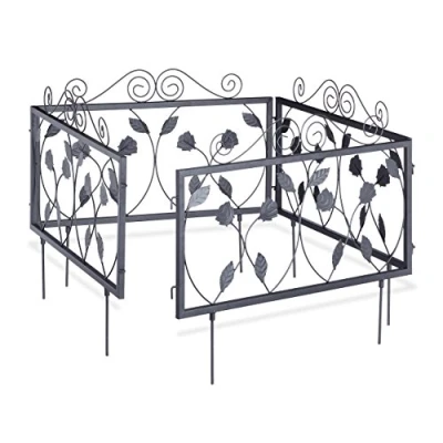 Abbildung von relaxdays Beetbegrenzung Beetzaun Metall 4er Set GOTH, B