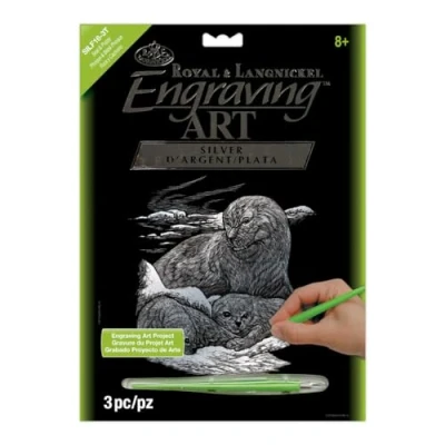 Abbildung von Royal &amp; Langnickel SILF16 Engraving Art/Kratzbilder, DIN A4, Robbe und Robbenbaby, silber