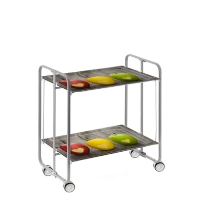 Abbildung von DON HIERRO Servierwagen, klappbar, 2 Böden, grauem Rahmen. BAUHAUS 42