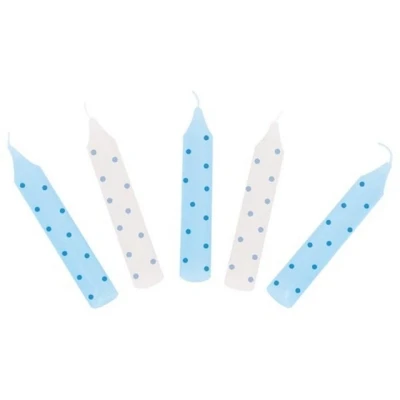 Abbildung von goki Geburtstagskerze Geburtstagskerzen Set 10 Stk. Kerzen cm hoch Geburtstag (Set, tlg., 1), handbemalte in der Farbe hell blau gepunktet
