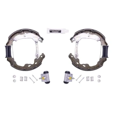 Abbildung von HELLA Shoe Kit Pro 8DB 355 004 991 Bremsensatz, Trommelbremse mit Radbremszylinder, Stellelement CITROËN: C1 I, TOYOTA: Aygo
