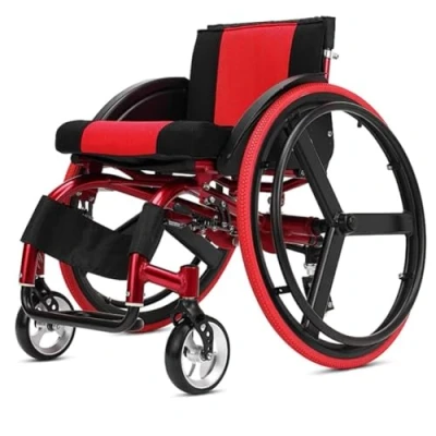 Abbildung von Faltbar Leicht Sport Rollstuhl, Tragbarer Schneller Selbstfahrender Rollstuhl Mit Ultraleichtem Aluminium Schnellspanner Für Die Hinteren Radstoßdämpfer