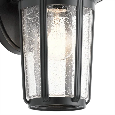 Abbildung von Elstead Lighting QN Fairfield M BK QUINTIESSE Wandleuchte E27 1x40W IP44 Aluminium schwarz, Glas klar L:18.1cm H:27.9cm B:15.2cm dimmbar