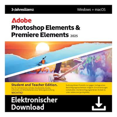 Abbildung von Adobe Photoshop &amp; Premiere Elements 2025 3 Jahre Studierende Lehrende